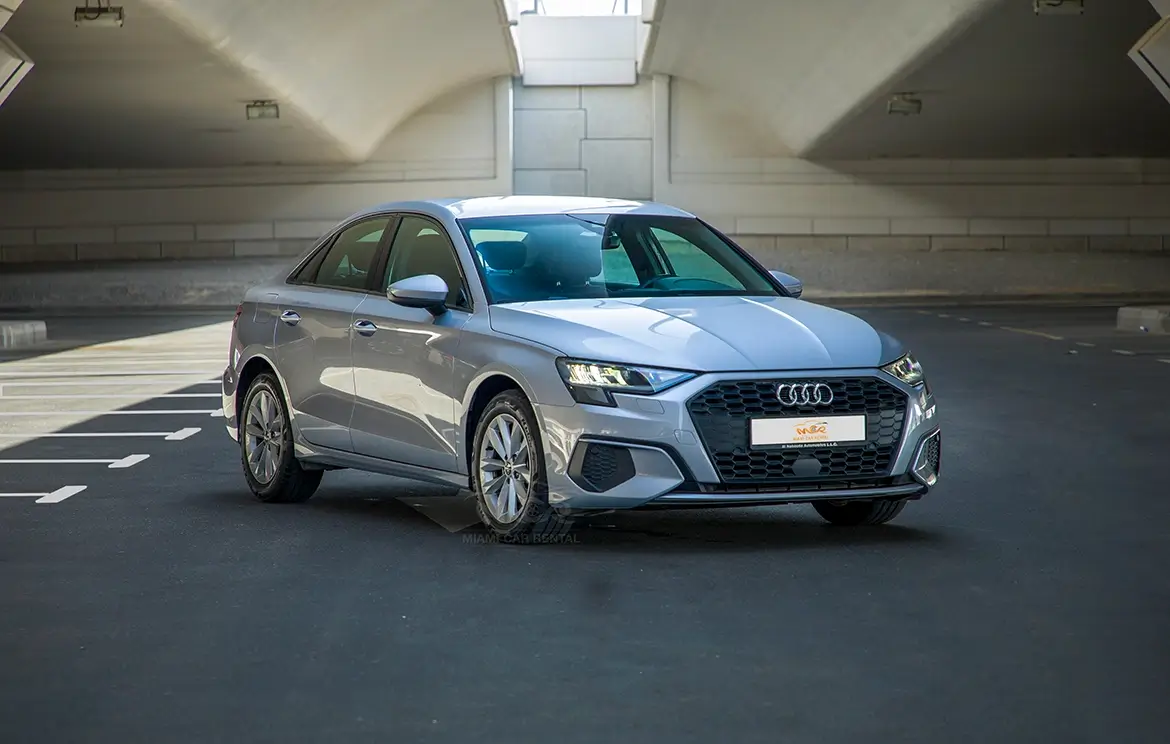 Lease the elegant Audi A3 Gray economy in Abu Dhabi