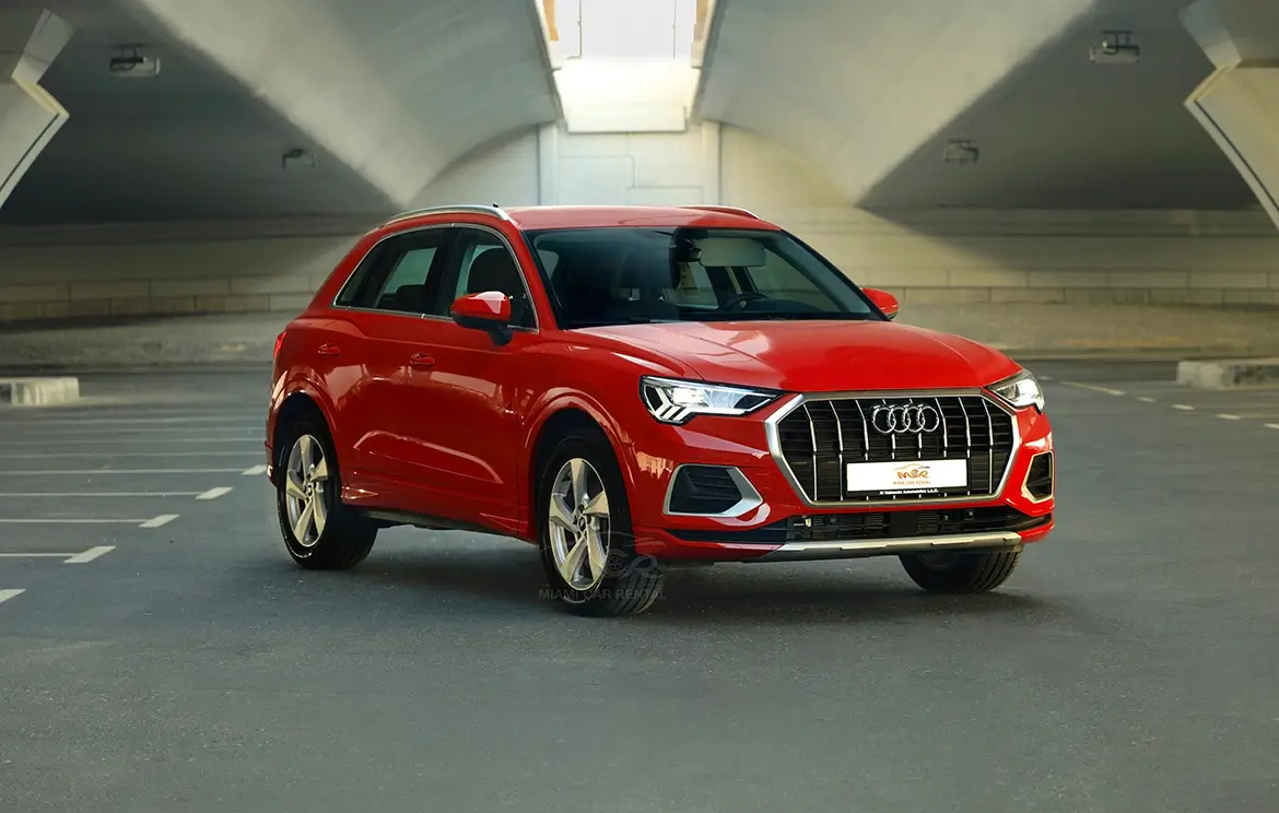 Lease Red Audi Q3 SUV in Abu Dhabi