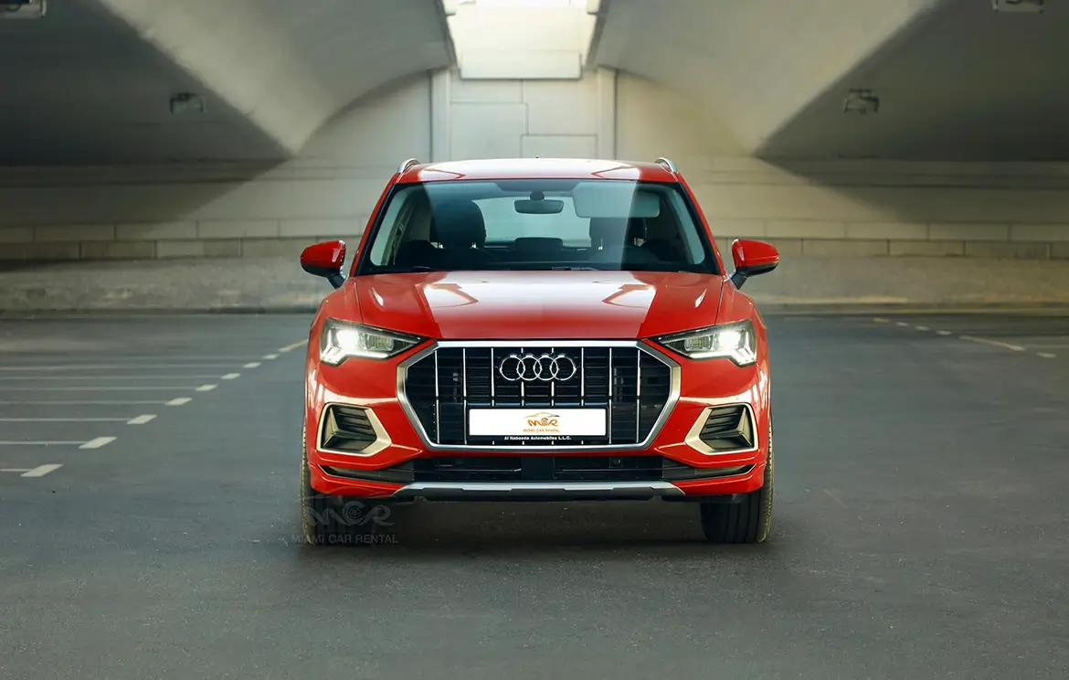 Red Audi Q3 SUV Rental in Abu Dhabi and the UAE