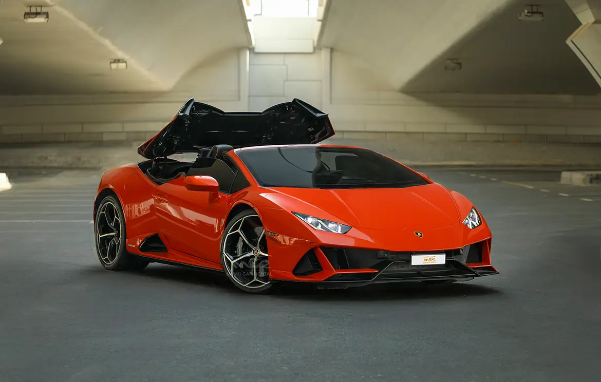 Lamborghini Huracan Evo Spyder convertible Rental in the UAE