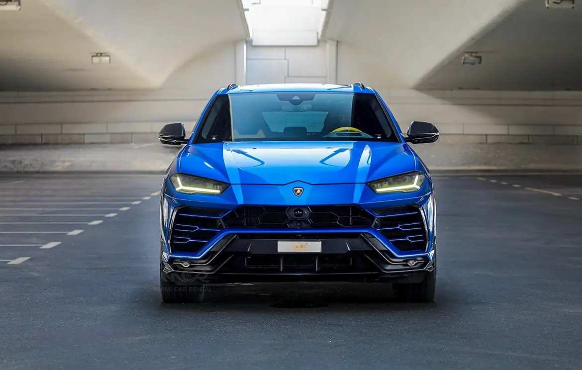 Hire the stunning Lamborghini Urus Blue Sports in Abu Dhabi