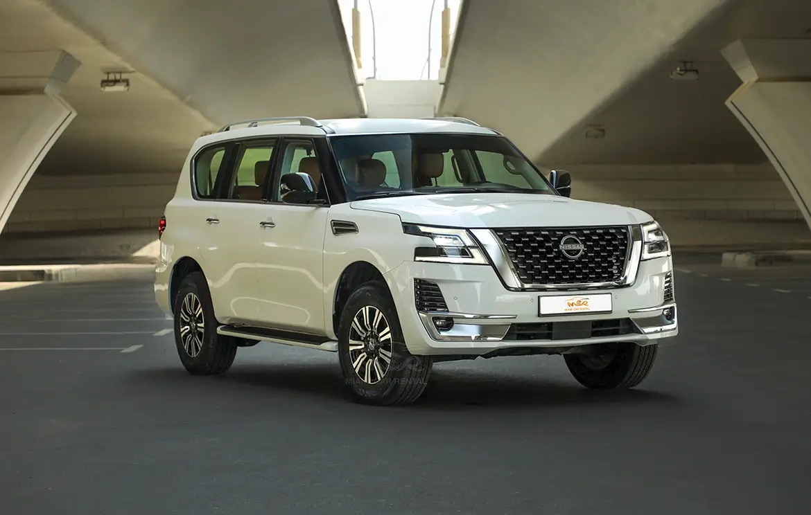 Lease Nisssan Patrol White SUV for families in the UAe