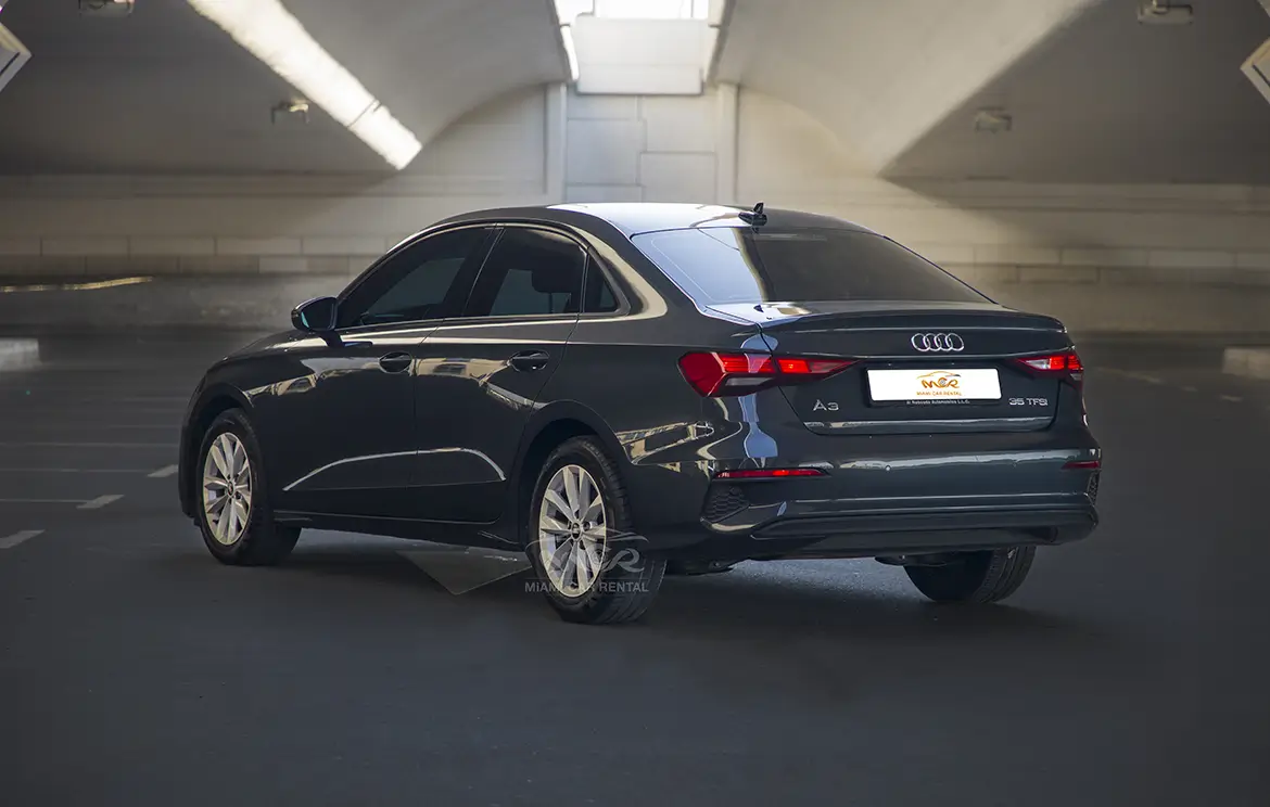 Rent the sleek Audi A3 Black economy sedan in the UAE