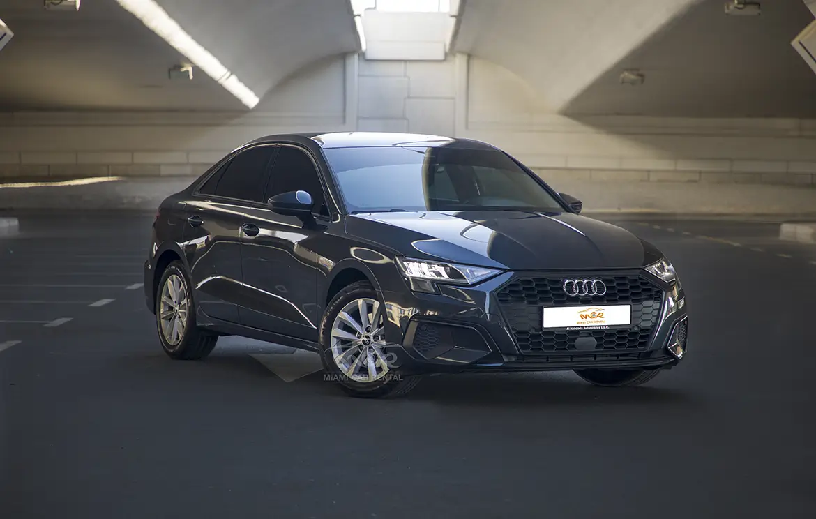 Lease the elegant Audi A3 Black economy in Abu Dhabi