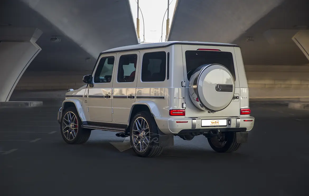 Hire the stunning Mercedes G63 White SUV in Dubai